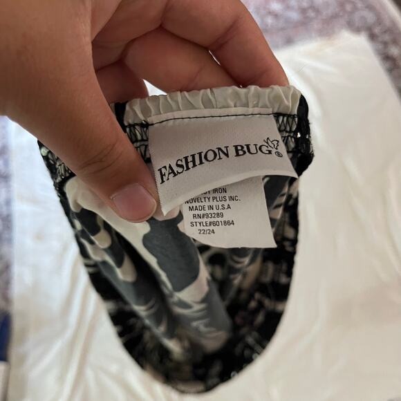 Vtg Y2K 2000s Black White Sequin Floral Mini Skirt Plus Size 3X Stretch - Picture 6 of 7